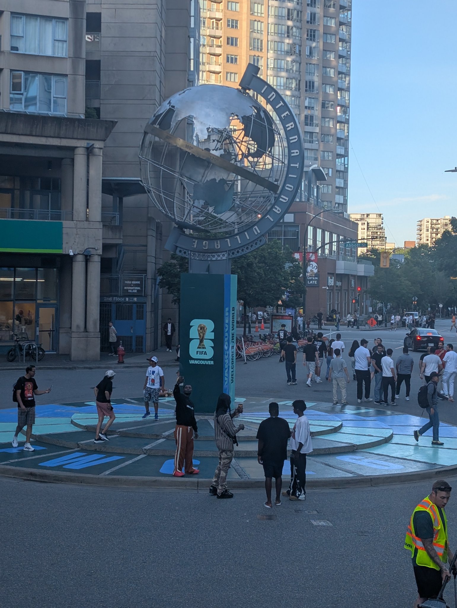 International Village Globe in Vancouver, photographed June 14, 2026